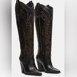 Steve Madden Black Western Heeled Boots